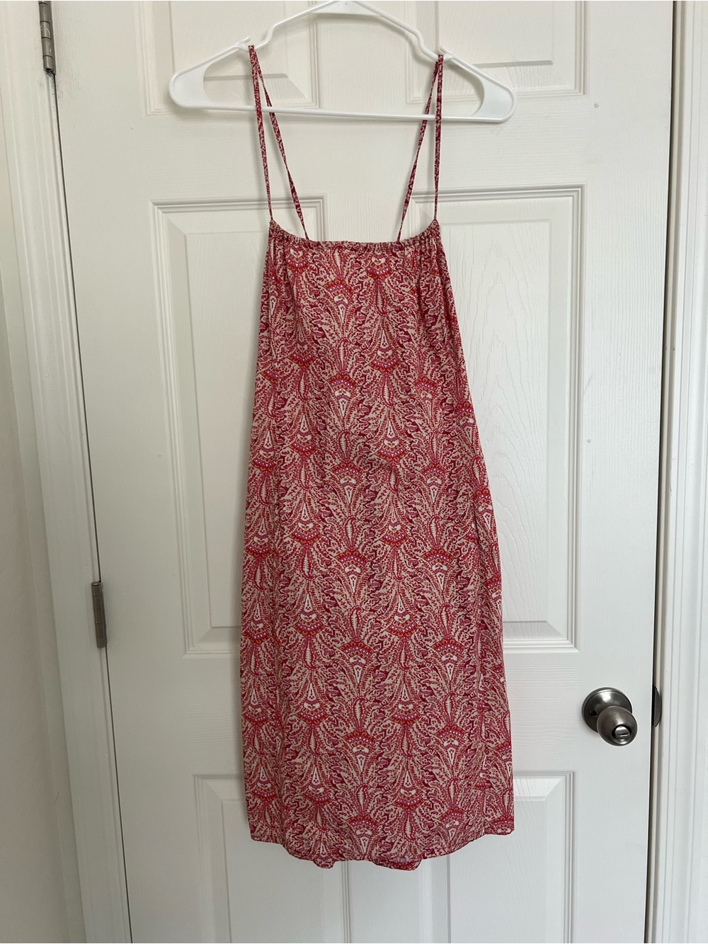 J. Crew Red Printed Mini Sundress with Spaghetti Straps